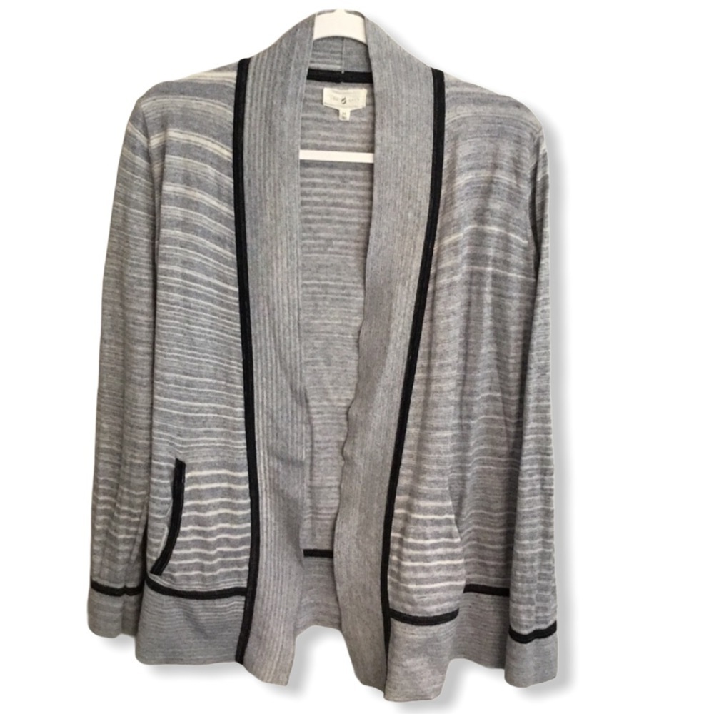 NWOT LOU & GREY BLUE STRIPED CARDIGAN SIZE M